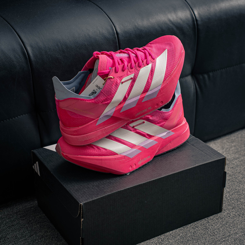 adidas Adizero Professional Racing Running Shoes for Men Women,  Bright Pink Lightweight Breathable Mesh Shock Absorbing Marathon Athletic Trainers