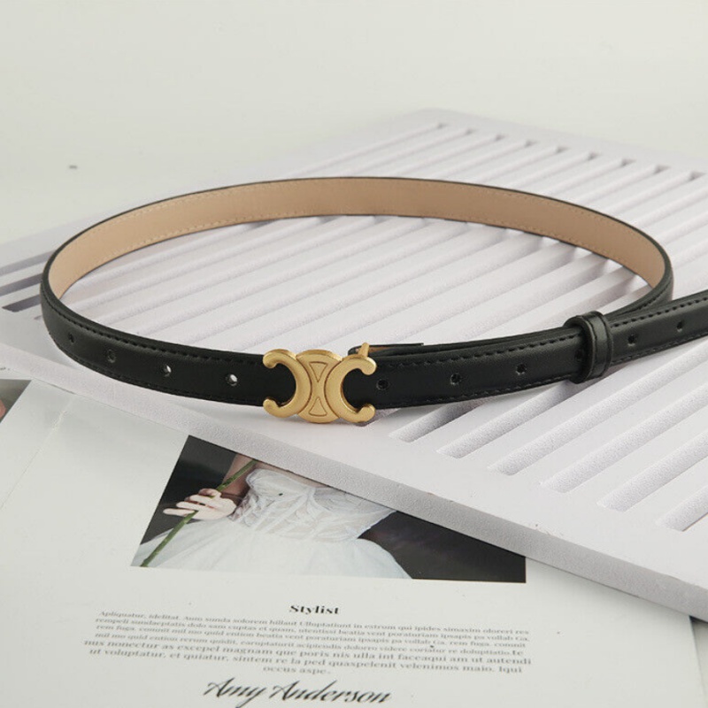 Celine Small Triomphe Belt in Taurillon Leather Ladies PU Leather Buckle Waistband Triomphe 1.8