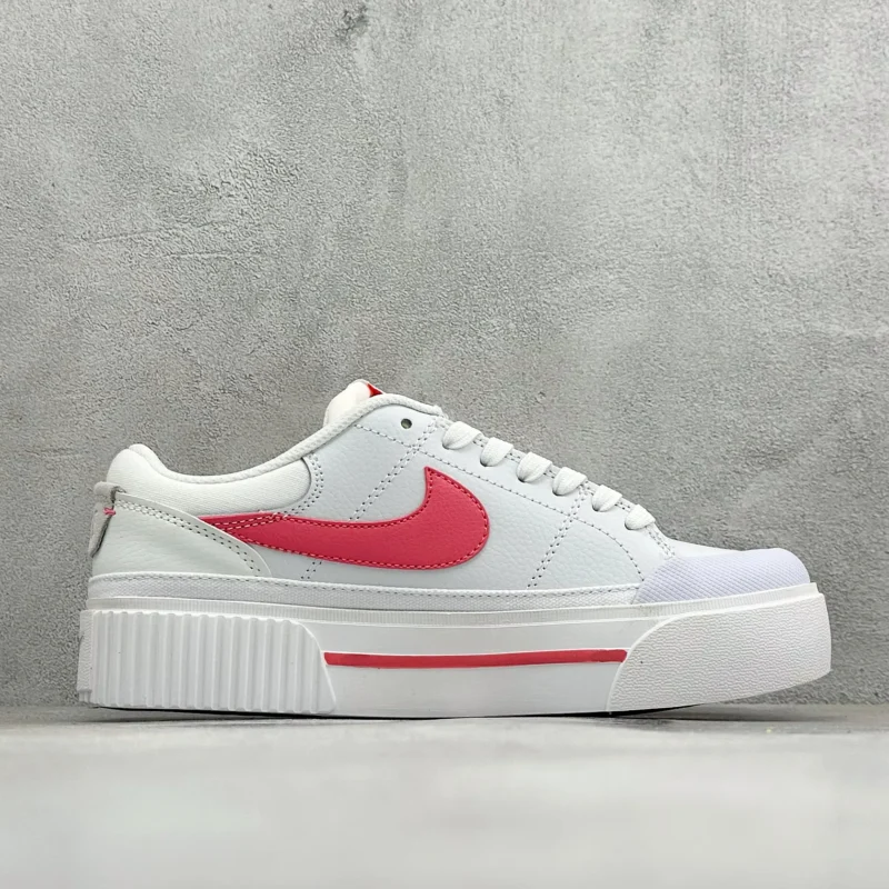 Nike Court Legacy Lift Women White Pink Platform Sneakers Leather Low Top Height Increase Casual Walking Skate Shoes
