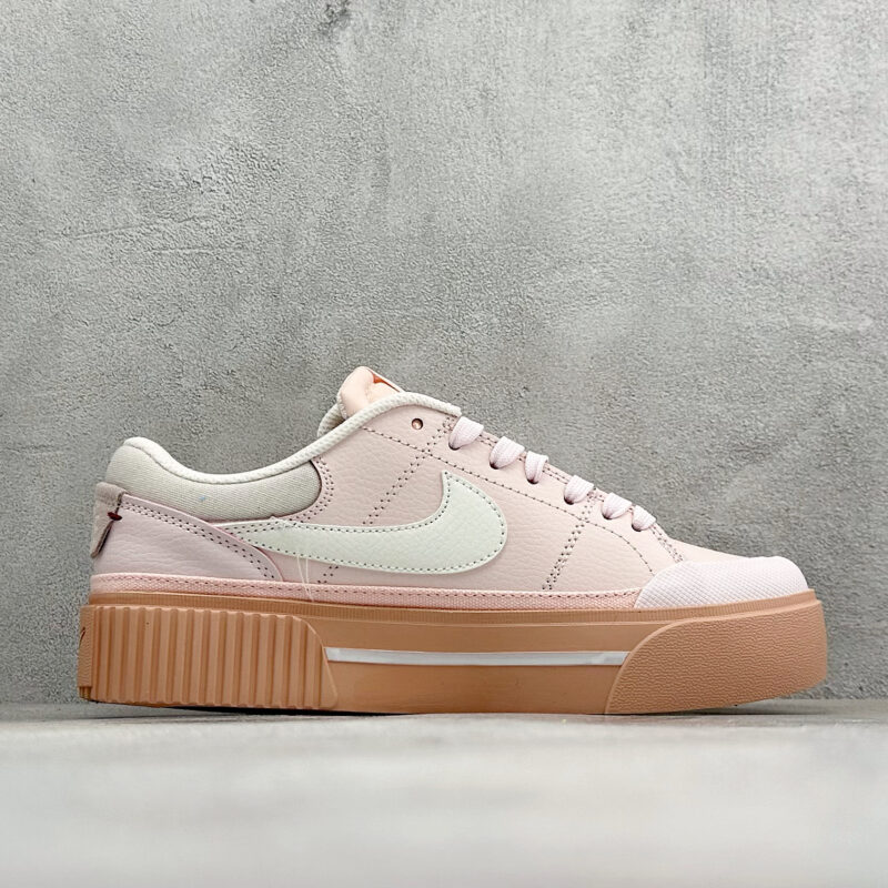 Light Pink Nike Court Legacy Lift Platform Sneakers For Ladies Retro Leather Low Top Street Daily Footwear