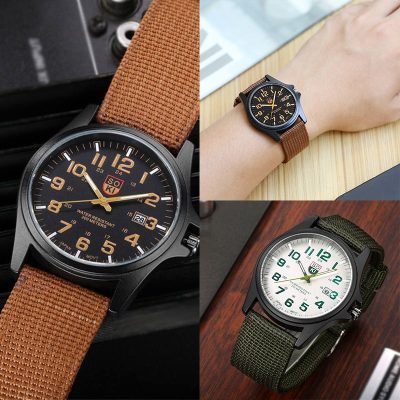 ZZ Men Military Date Quartz Analog Army Casual Dress Wrist Watches Canvas