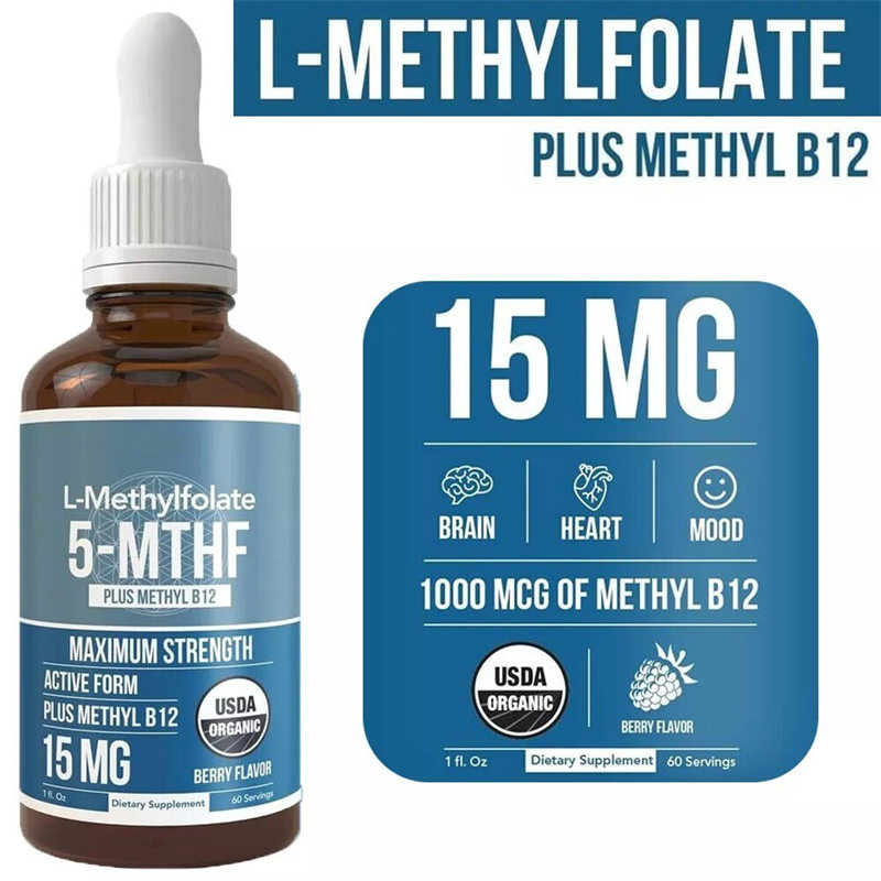 Liquid Vitamins Folate Supplement L-Methyl Folate 5-MTHF Drops 1000 Mcg