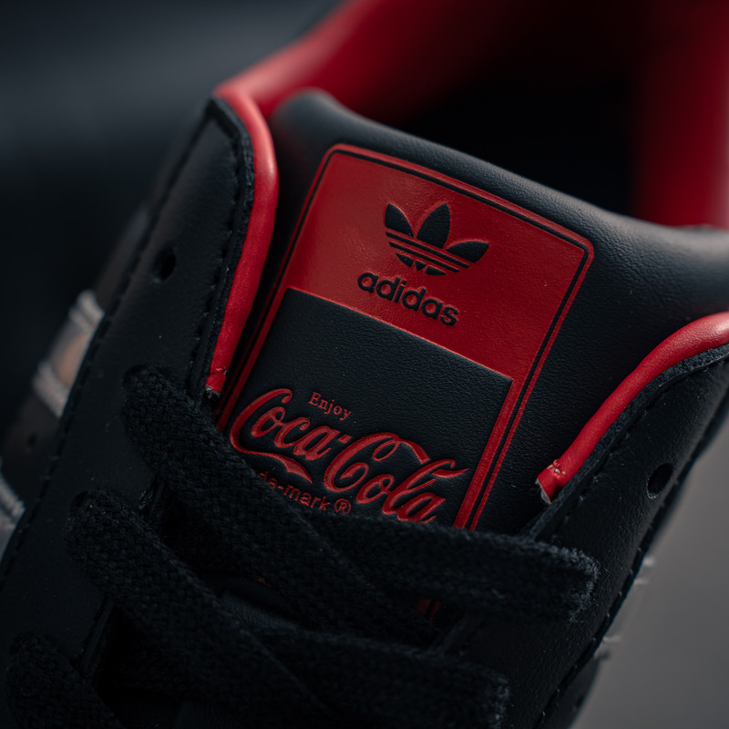 adidas Originals Superstar x Coca-Cola Co-Branded Sneakers for Men Women,  Black Leather Shell Toe Silver 3-Stripes Red Lining Retro Casual Walking Trainers