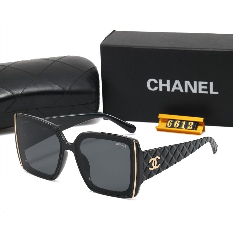 CHANEL Women Luxury Quilted Temple Square Sunglasses Gold CC Logo UV400 Gradient Designer Shades